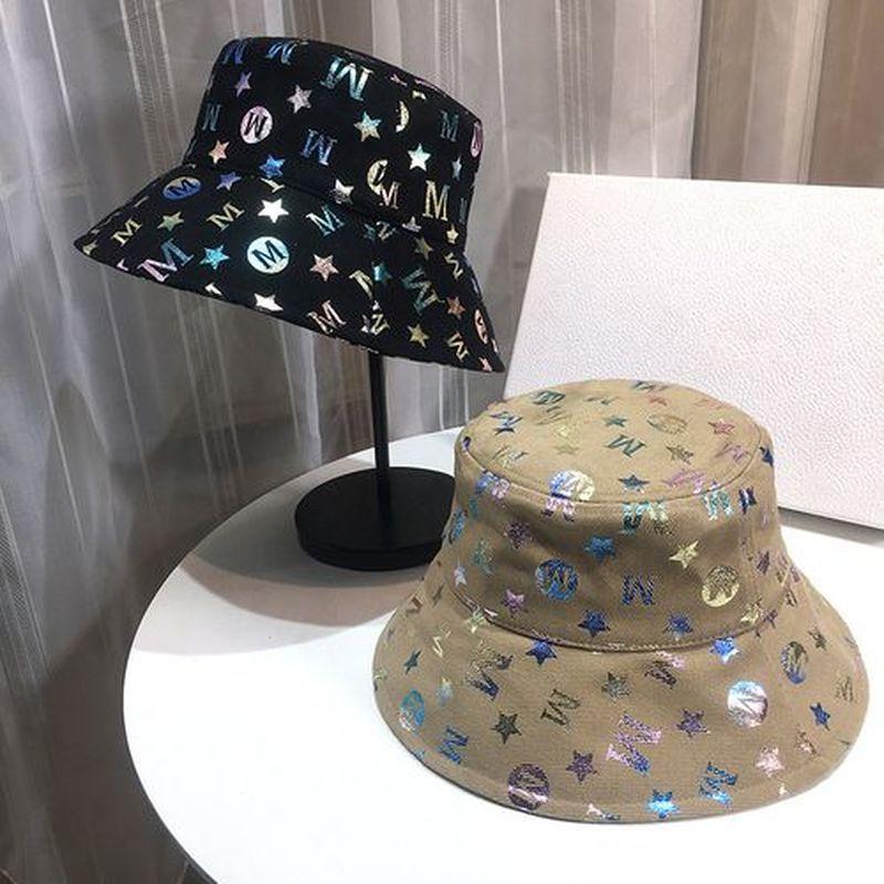 Bronzing Color Letter Fisherman Hat Breathable Cotton Printing Bright and Sparkling Wild Fisherman Hat Fashion Joker Bucket Hat