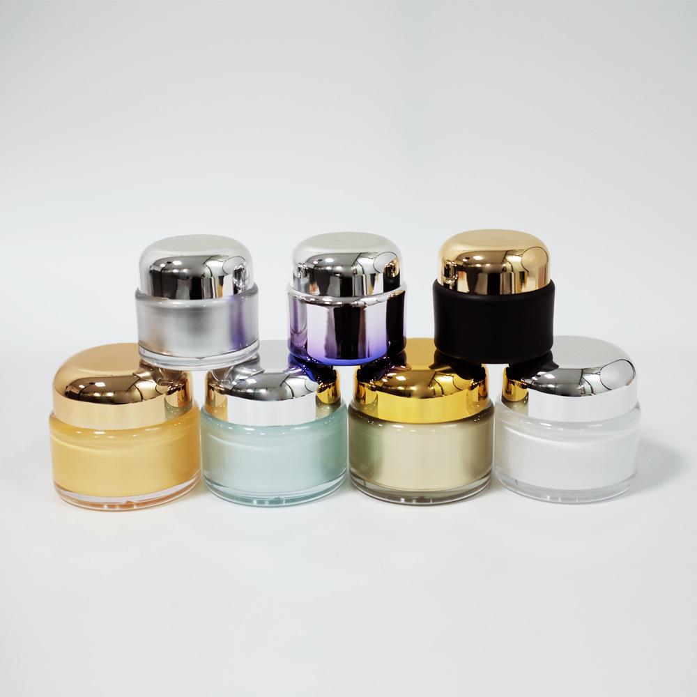 

50g Round Lid Cream Bottle & 10g Cylindrical Bottle - Empty Acrylic Travel Bottles for Face Cream, Luxury Masks & Nail Polish. 10g