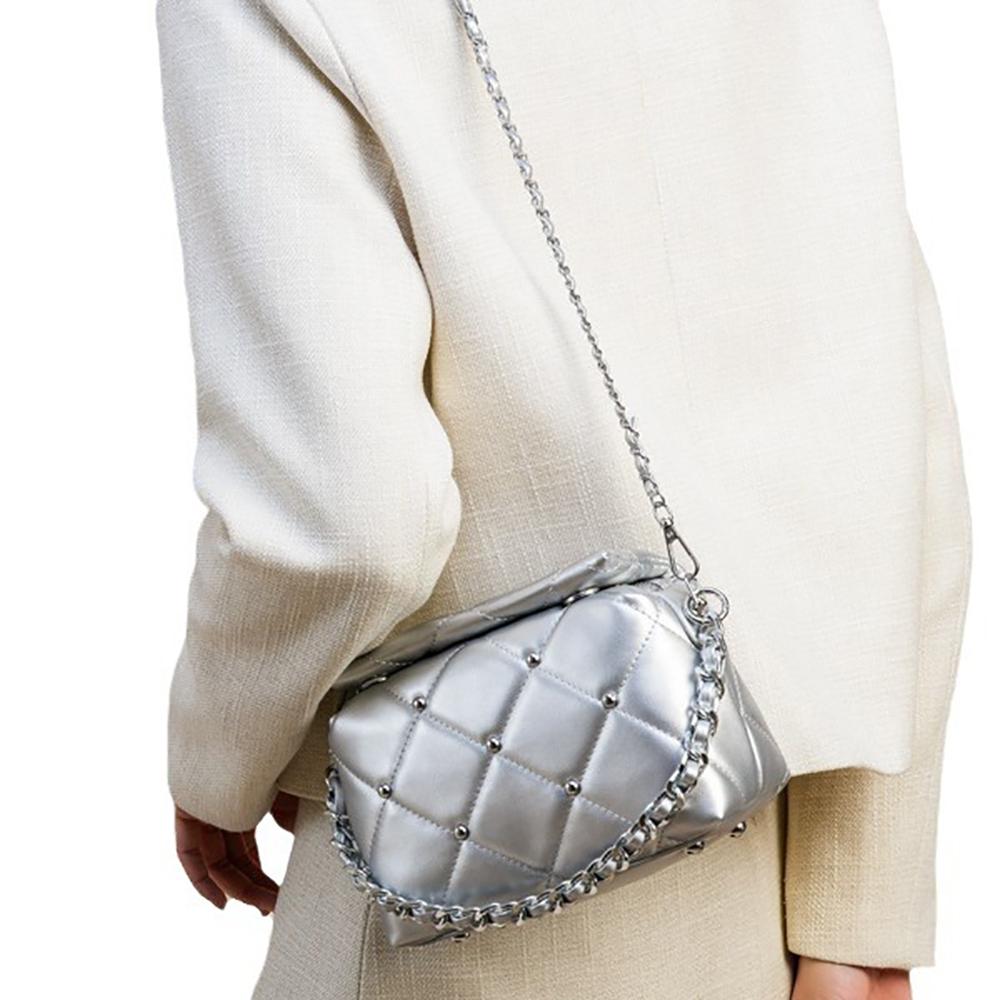 Texture Chain Single Shoulder Bag Women  New Summer Diamond Letter Rivet Crossbody Bags Luxury Designer Party Handbags