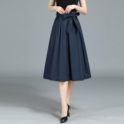 Dames Zomer Hoge Taille Elastische Knielange A-lijn Rok - Premium Slim-Fit Midi Rok voor Mode Casual Kleding
