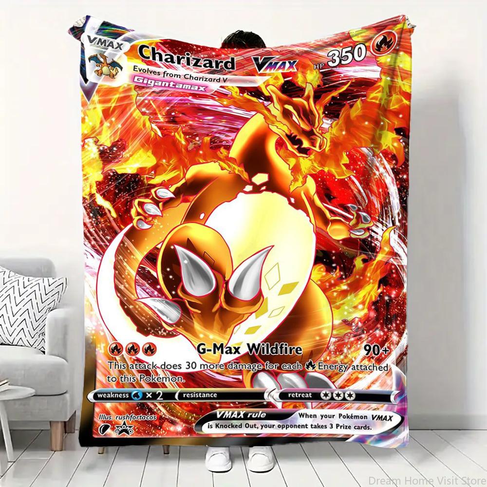 Pokemon Cartoon Kaart Pikachu Flanellen Deken Figuren Huis Bank Lunchpauze Dekens Kinderen Student Deken Slaaphoes Kinderen Cadeau