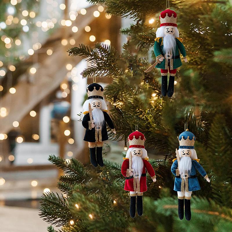 Nutcracker Hanging Ornament: Christmas Soldier Figure Stuffed King Fabric Nutcrackers Dolls Xmas Holiday Tree Decor For Holiday