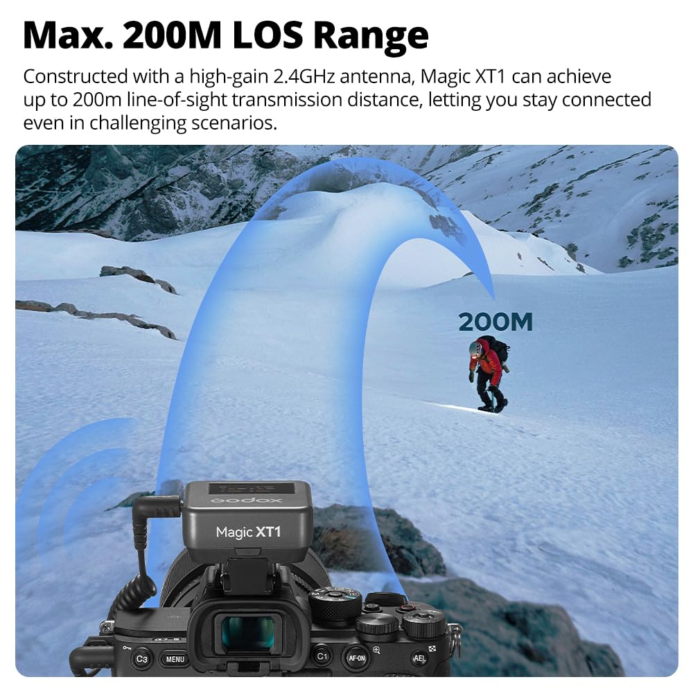 Godox Magic XT1 Wireless Lavalier Microphone for Cameras TX 1 RX with Charging Noise Touchscreen Mini Wireless Microphone (2 + Case), Cancelling, 16H,