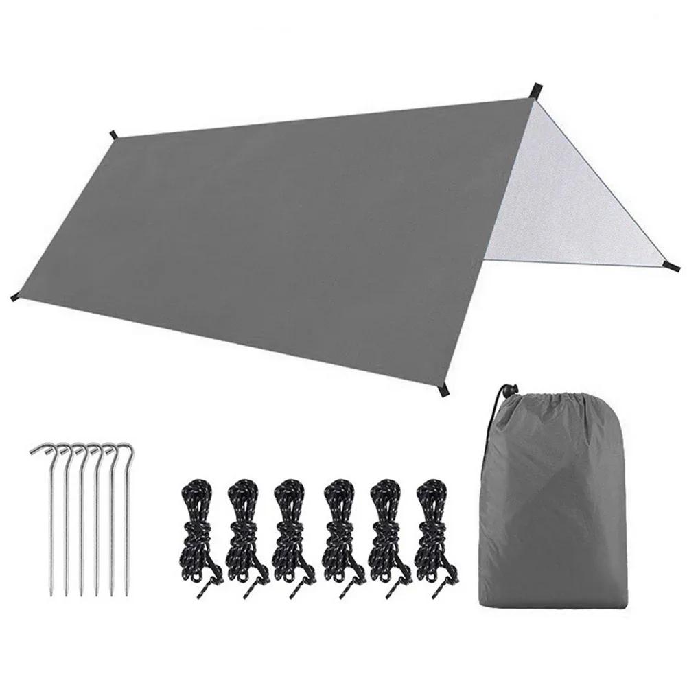 Outdoor Shelter 300cm Camping Tent Tarp Rain Fly with Spikes Nylon Rope for Waterproof and Windproof Protection during Camping