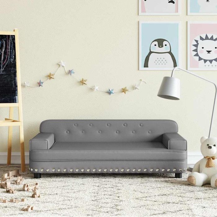 Canapé pour enfants gris 90x53x30 cm similicuir