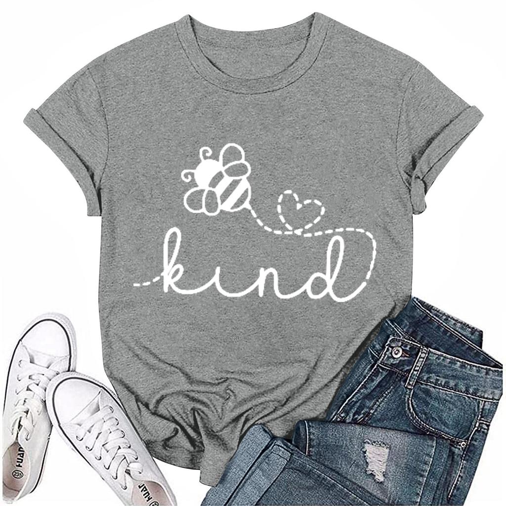 Women's Fashion Printed Casual Pleated Round Short Sleeve T-Shirt Top