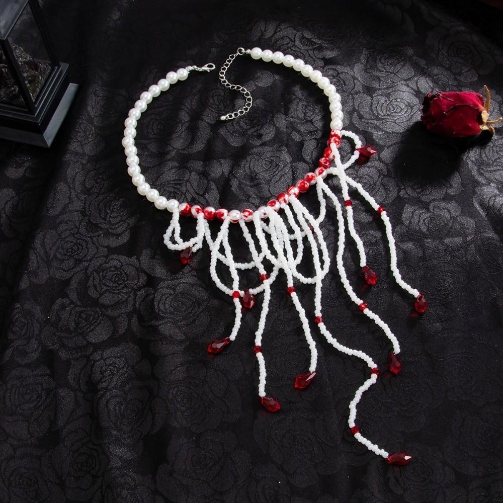 Mehrschichtige Blutstropfen Halskette Quaste Gotischer Schmuck Kreativer Halloween Choker Cosplay