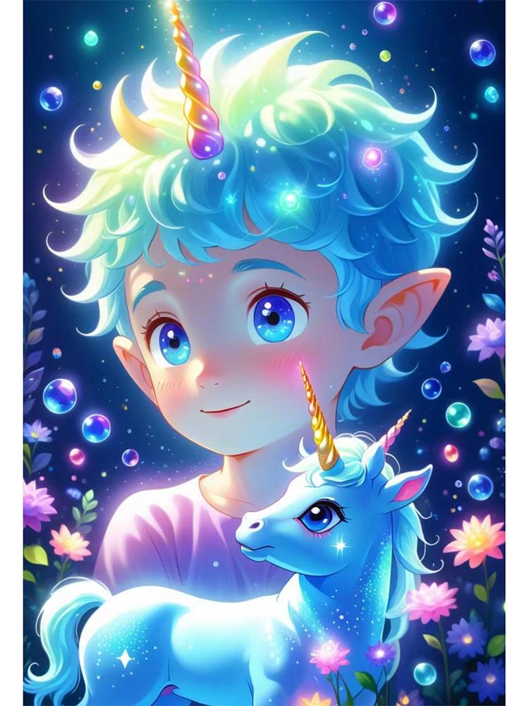 Fantasy Fairy Tale Boy and Unicorn Angel Full Diamond Diy 5D Diamond Painting Embroidery Mosaic Embroidery Home Decoration