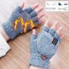Winter Half-finger Electric Heated Gloves Lip Cover Wool Warmth Fingerless Mittens 5V Skiing Fishing Heated Glove for Mountainee