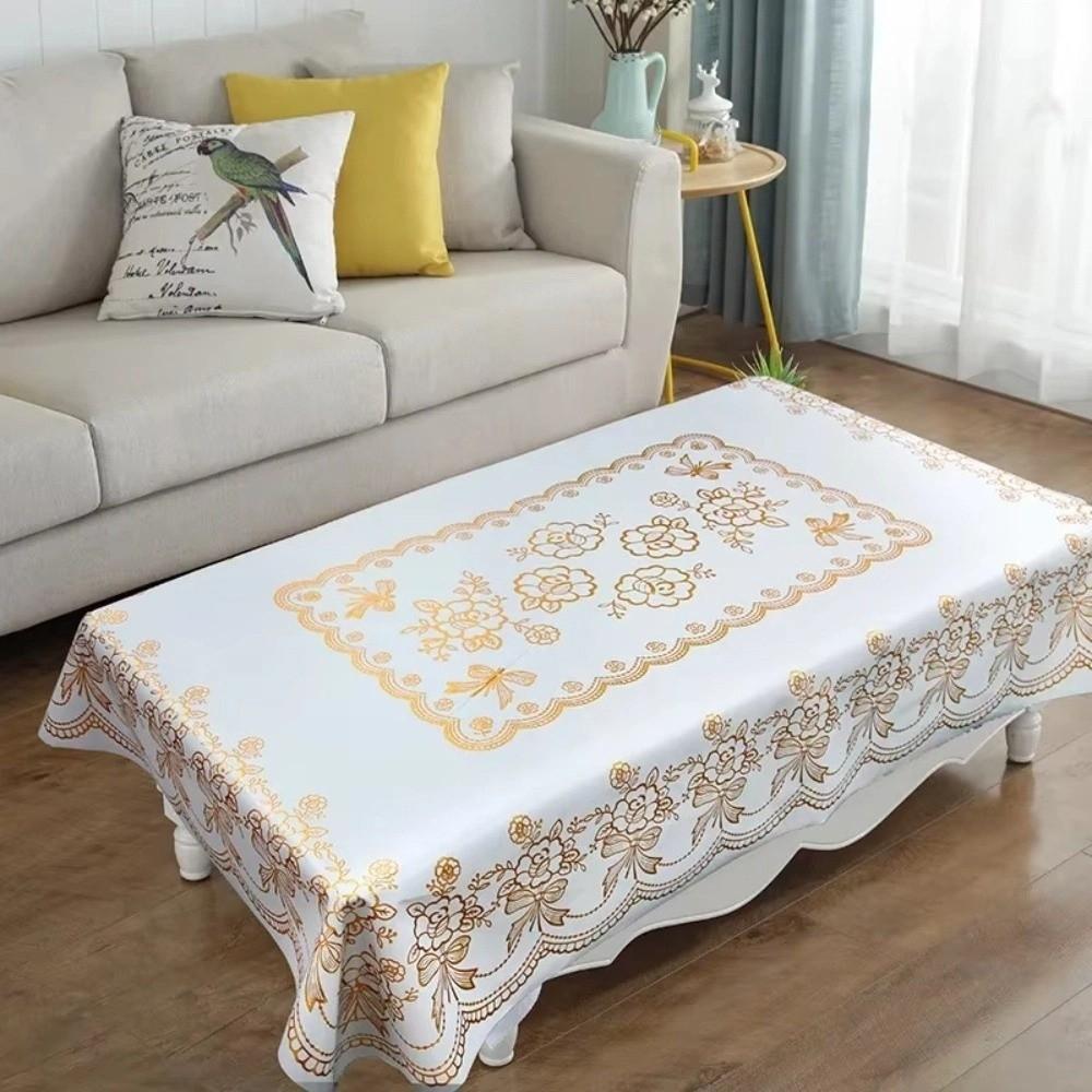 135*180CM Table Cover Cloth Smooth Desk Protection Cover Gold-embossed Tablecloth  Wedding