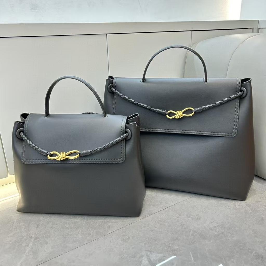 Cross-border explosion Andiamo leather handbag 2025 new old money style high-end women's cowhide tote bag