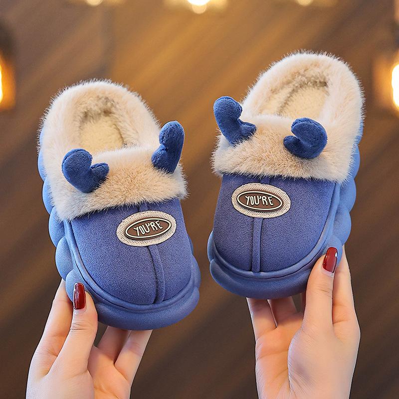 Home Cotton SlippersWinter New Anti Slip Child Warm Shoe Casual Child Indoor Outdoor Hairy Versatile Cotton Shoe