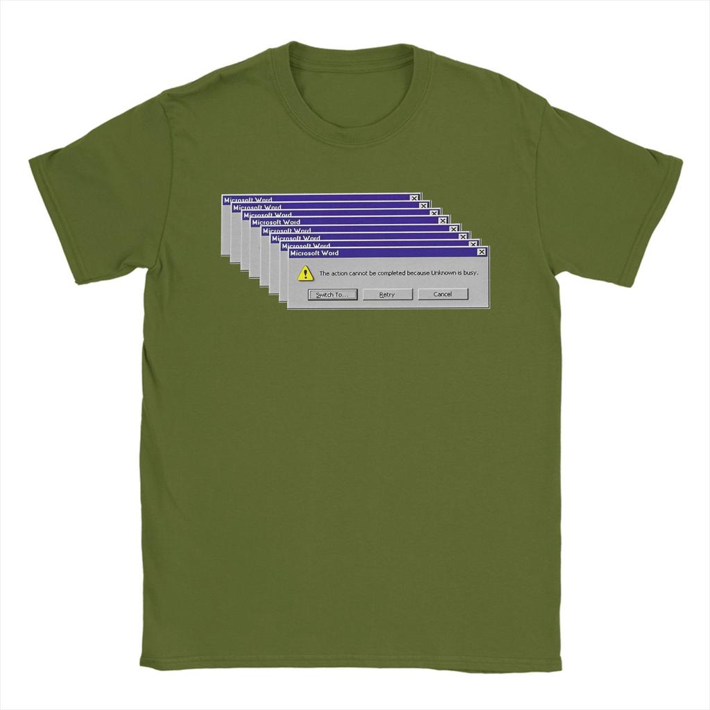 Hipster Windows 98 Foutmelding T-shirts voor Mannen Ronde Hals 100% Katoen T-shirts Korte Mouw Zomer Tops