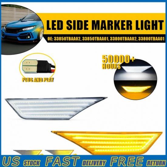 For 2016- Civic Sequential 3rows LED Side Marker Lights Turn Signal DRL Lamp