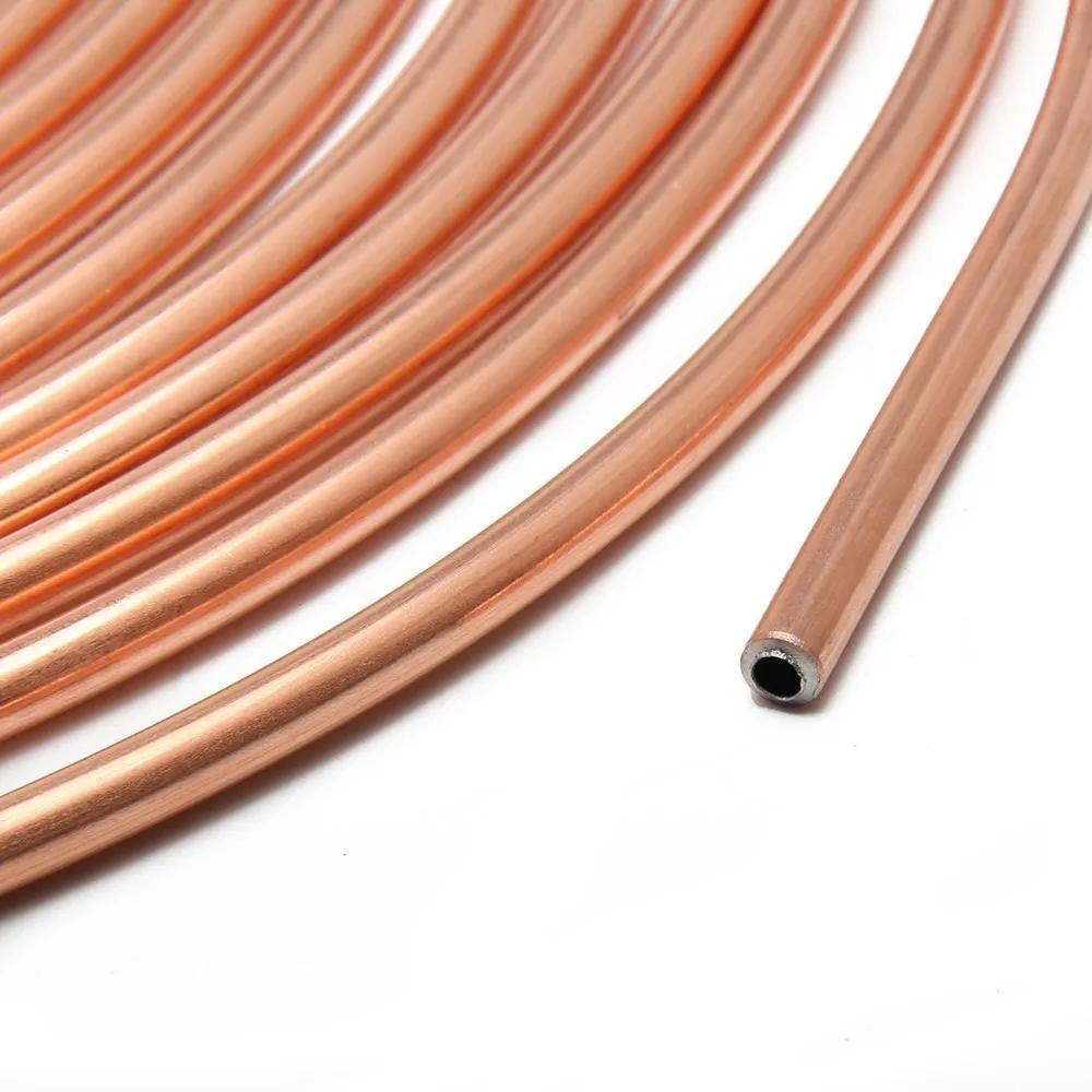 25FT 7.62m Car Roll Tube Coil of 3/16" OD Copper Nickel Brake Pipe Tube Tubing & 16PCS Nuts Galvanized Copper Hose Line Piping