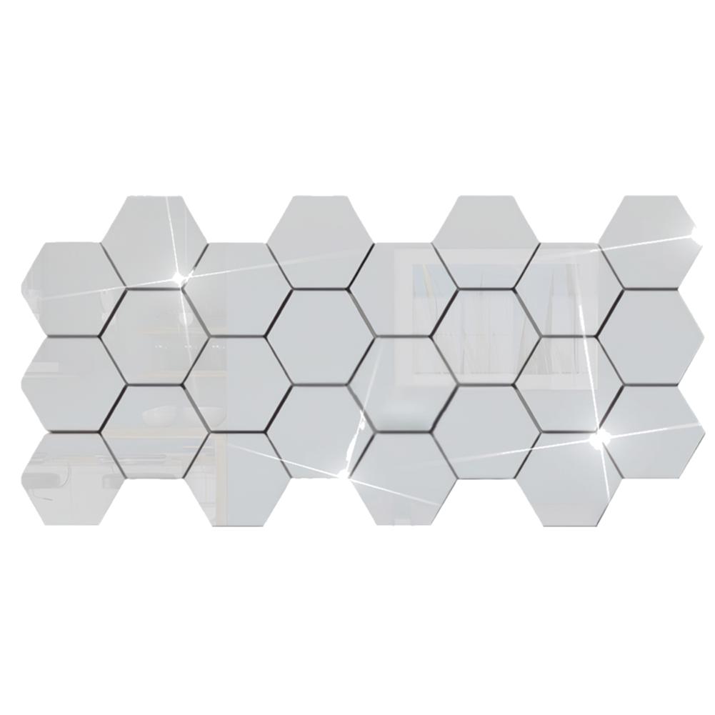 24-500 PCS Hexagon 3D Mirror Wall Stickers DIY Acrylic Waterproof Art Decorative Bedroom Bathroom Home Background Decals Decor