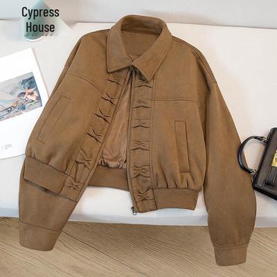 Sibaishe Women's Elegant Lapel Drop-Shoulder Short Jacket