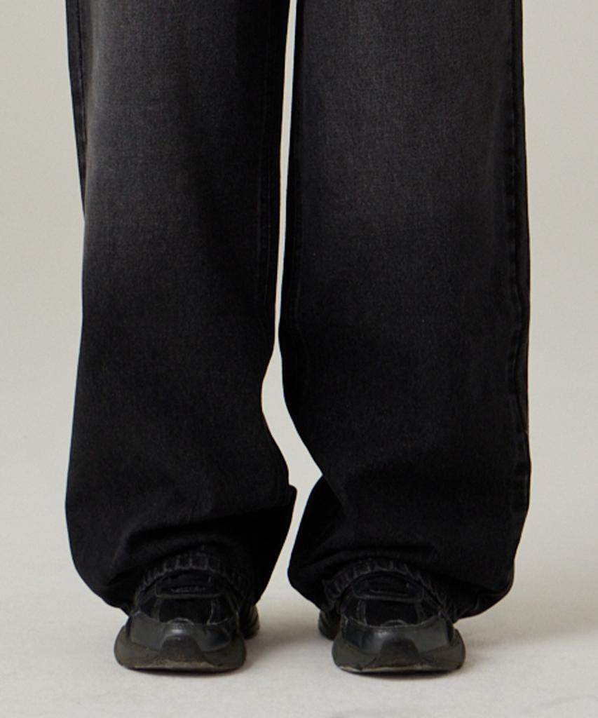 URBANAGE Standard Wash Wide Denim Pants Black