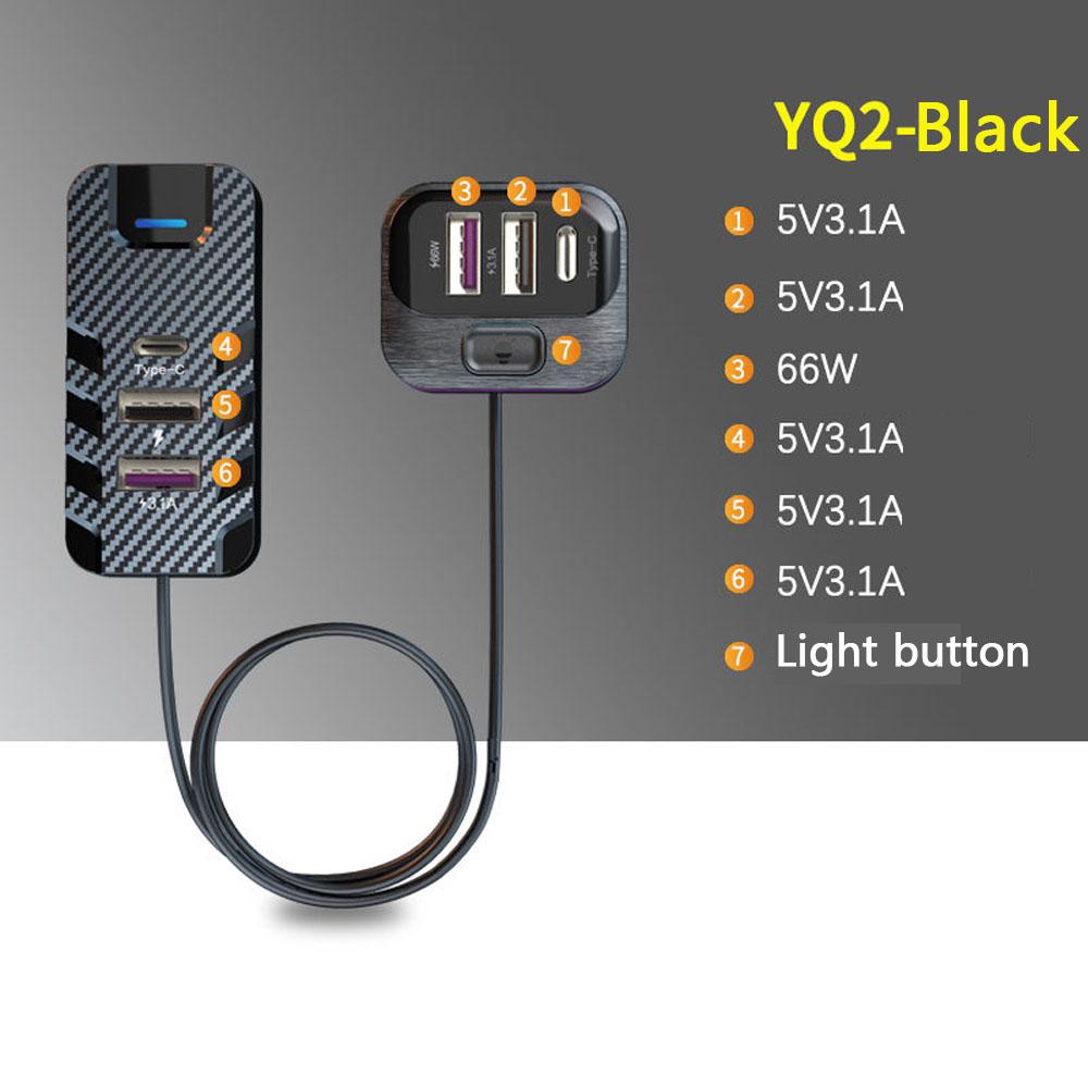 Car Charger 66W Super Fast Charging PD QC3.0 USB C Car Phone Charger Type C Ear Seat Multi-port Wired Phone Charger for Cars