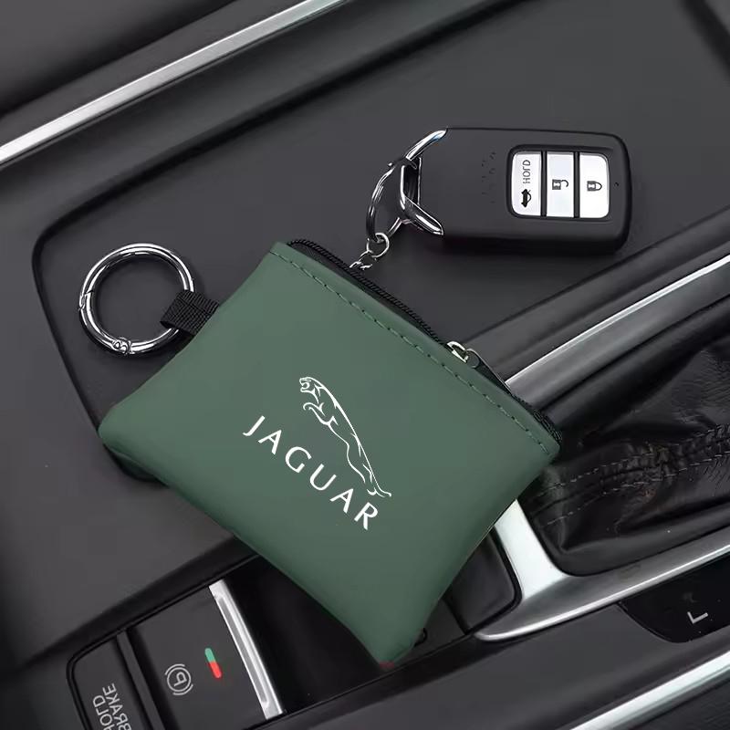 Car Leather Key Wallet Card Bag Emblem keychain Pouch For Jaguar XKR XEL XFL S F XK XJL XJ6 XJS E-Pace I-Pace S-Type X-Type XFR PP21