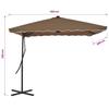 250 X 250 Cm Taupe Sun Umbrella with Steel Pole