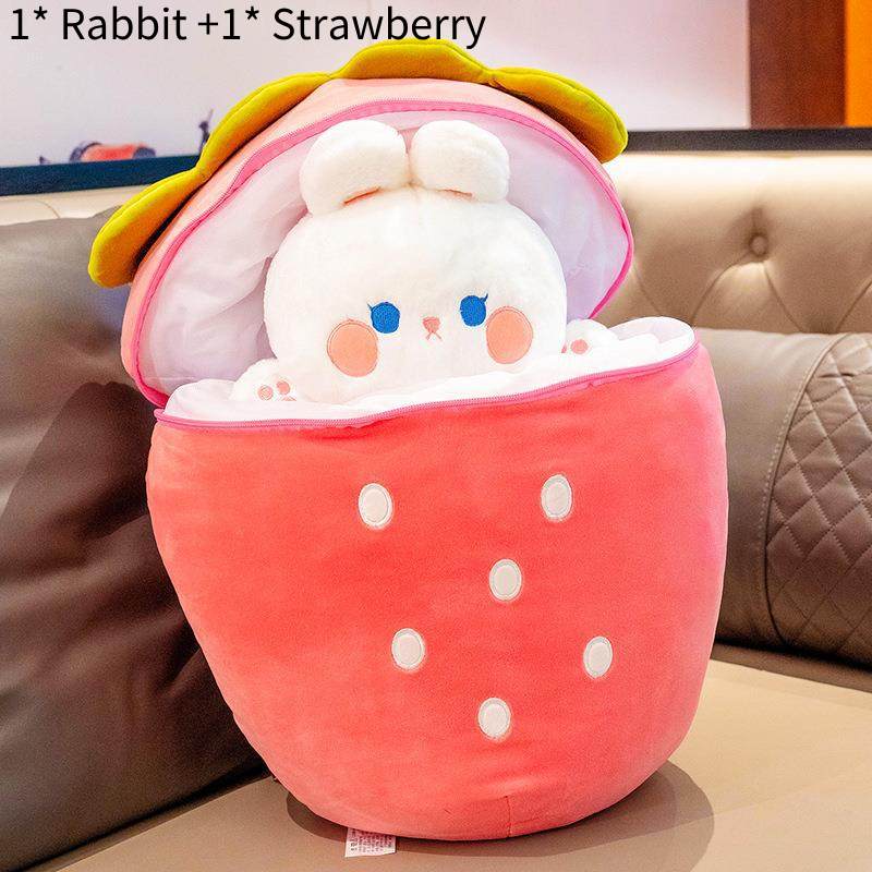 

Pig Rabbit Strawberry Throw Pillow Sofa Living Room Office Sleeping Girl Gift Rabbit,30cm/11.81in