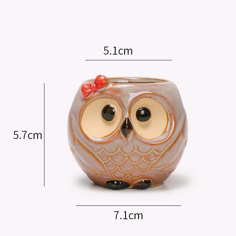Ceramic Owl Flower Pot Cute Animal Thumb Flower Pot Mini Succulent Cactus Flowerpot Home Living Room Office Decoration Gifts