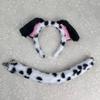 2/3/4Pcs/Set Dog Ears Hair Hoop Set Adults Kids Plush Cotton Filling Dog Nose Tail Bow Tie Cosplay Costume Christmas Halloween Party Gift