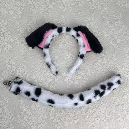 Lot de 2/3/4 cerceaux à cheveux pour oreilles de chien pour adultes et enfants, en peluche, rembourrage en coton, nez, queue, nœud papillon, costume de Cosplay, cadeau de fête d'Halloween de Noël