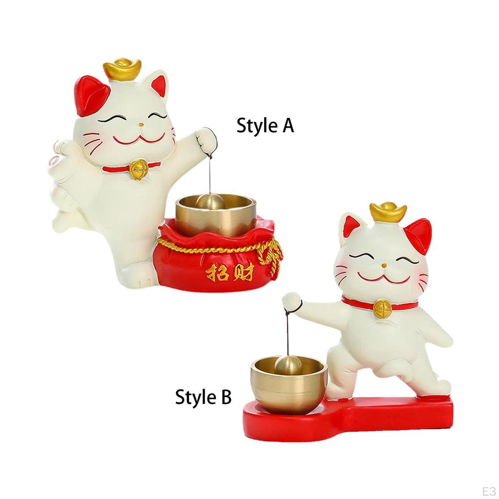 Lucky Cat Door Bell Chime Cute Doorbell Hanging Ornament for Business Entrance Coffee Shop Simple