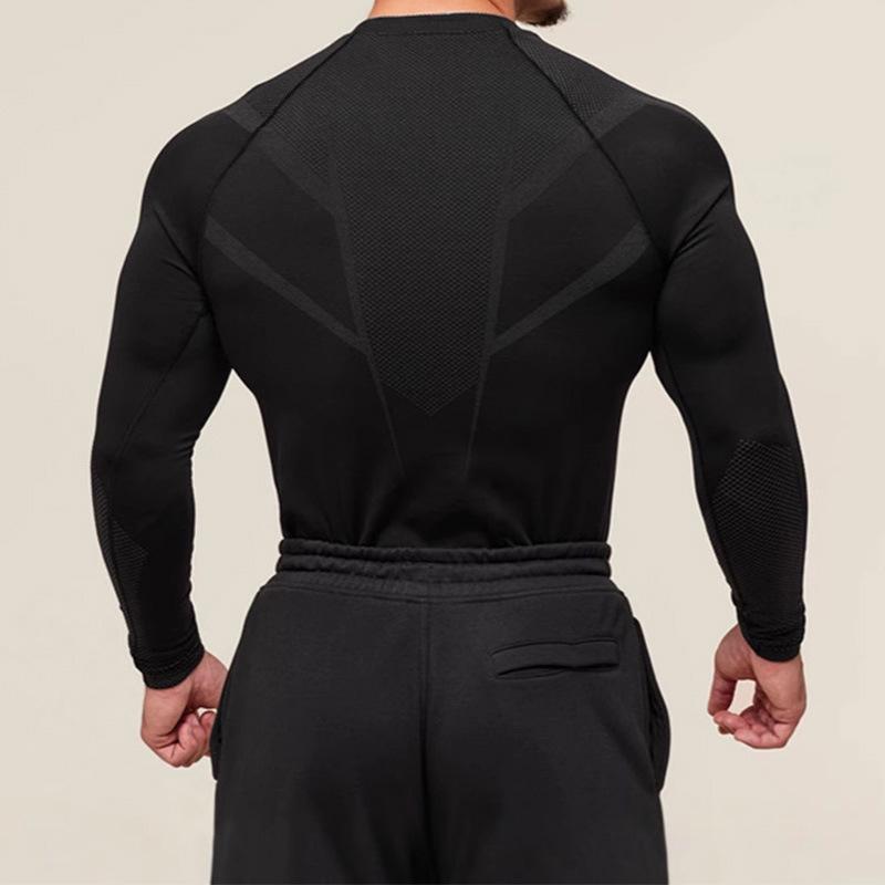 American Style Men's Quick Dry Color Block Long Sleeve Running Base Layer