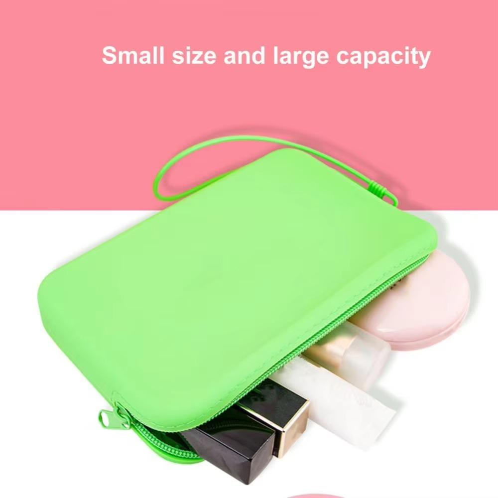 Large Capacity Silicone Cosmetic Organizer Solid Color Portable Makeup Pouch  for Outdoor