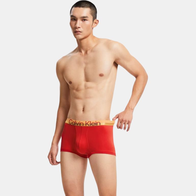 Calvin Klein Color Block Jacquard Low Rise Breathable Boxer Briefs Men Underwear Red NB3026-XMK
