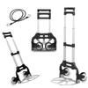 Home Foldable Aluminum Hand Truck with Rubber Wheels and Adjustable Telescopic Handle for Lightweight Transport
