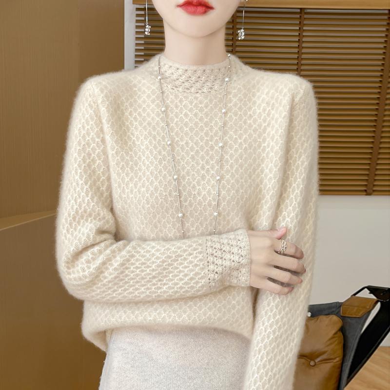 Women's Cashmere Sweater Qinghe Cashmere 30% Cashmere 70% Wool Autumn and Winter Pullover Warm and Fashionable