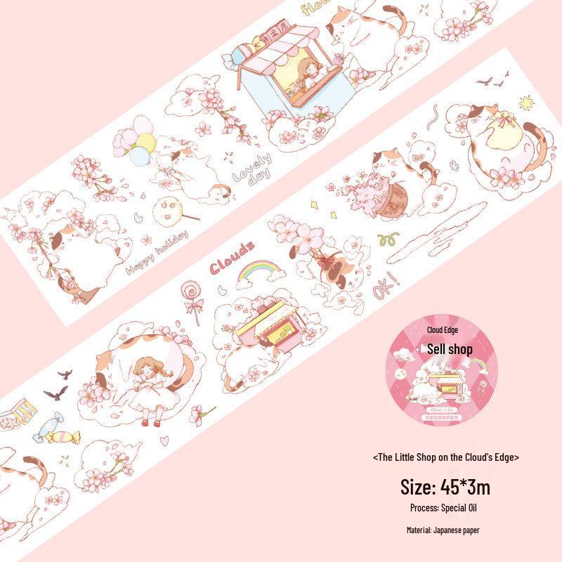 Mu Ran Cute Washi Paper Sticker Roll - Cartoon Decorative Sealing Patterns for Planners