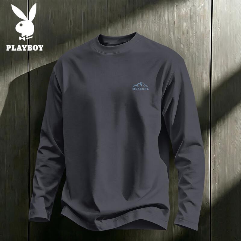 PLAYBOY Men's Long-Sleeve Cotton Casual Tee