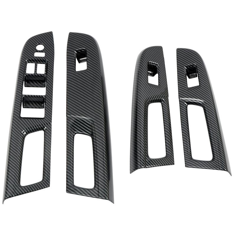 For Subaru WRX STI 2015- RHD Carbon Fiber Window Switch Panel Cover Door Armrest Lift Trim Black Interior Accessories 4Pcs
