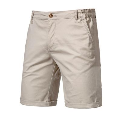 Pantaloni corti casual estivi in cotone da uomo, pantaloni dritti e aderenti al ginocchio, pantaloni corti sportivi da uomo, di grandi dimensioni, tinta unita