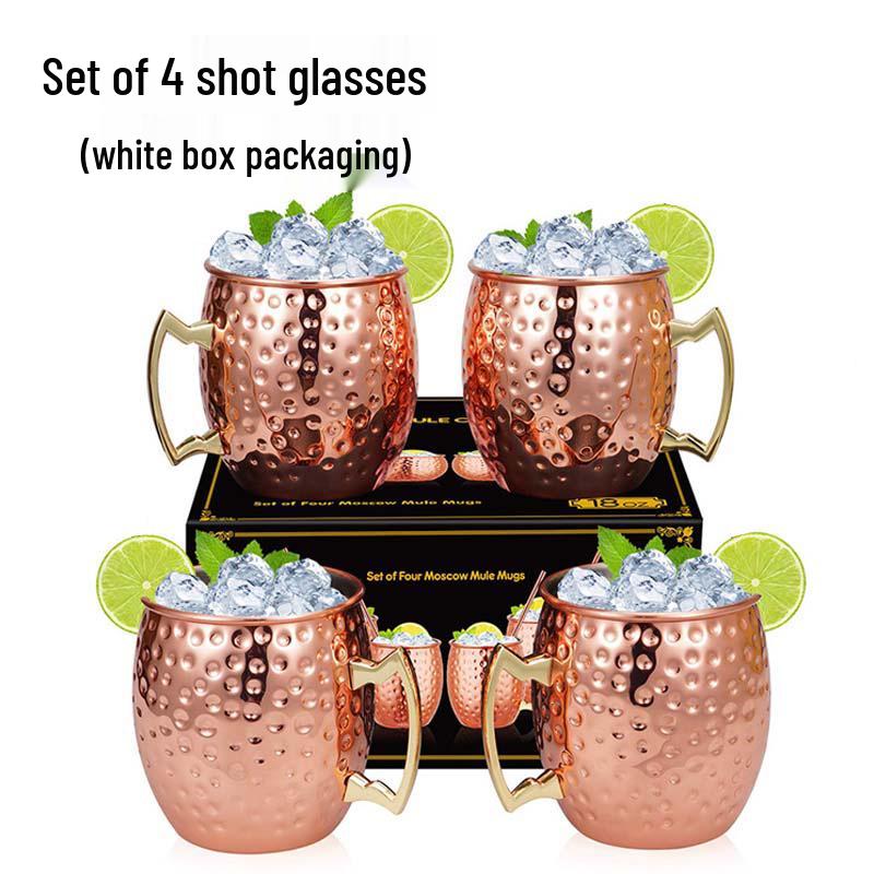 Stainless Steel Moscow Mule Cocktail Set – Hammered Design Bar Glassware