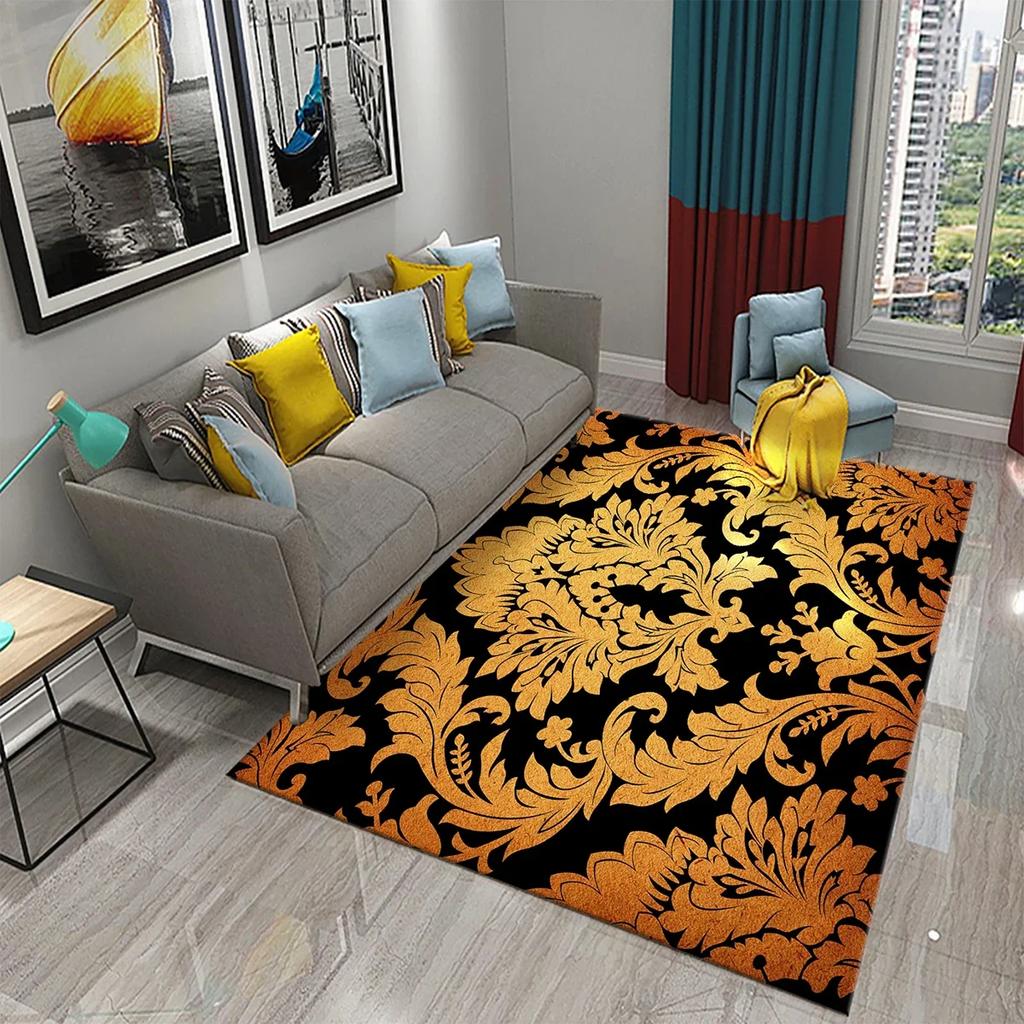 Retro Florales Muster Teppich für Wohnzimmer Schlafzimmer Bettseite Dekoration Bodenteppich Kinder Teenager Krabbelteppich Badezimmer Rutschfester Teppich