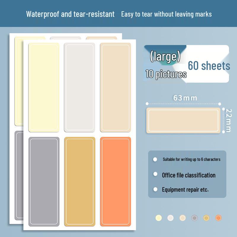 Vattentäta Söta Skrivbara Självhäftande Färgade Etiketter Namnetiketter för Hushållsmärkning