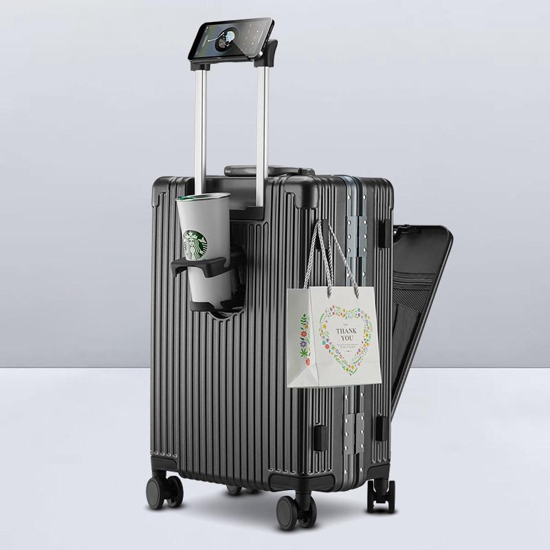 Multi-Purpose Business Trolley Suitcase with Laptop Compartment and Cup Holder