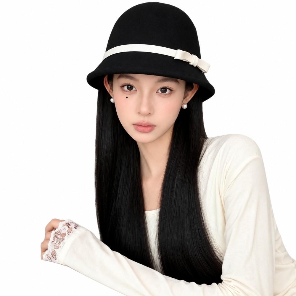 Soft Women Felt Hat Dome Bowler Hat Classic Felt Fedora Hats Wedding/Church/Jazz Cap