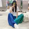 Ice Silk Pleated Tie Dye Summer Thin Gradient Color Wide Leg Pants Sun Protection Cool Beach Walking Pants
