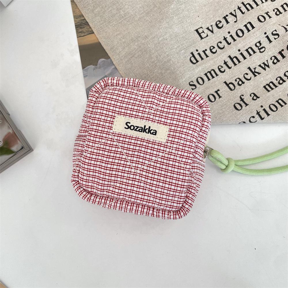 3922 Gesteppte Baumwolle Kariert Mehrzweck Mini-Tasche