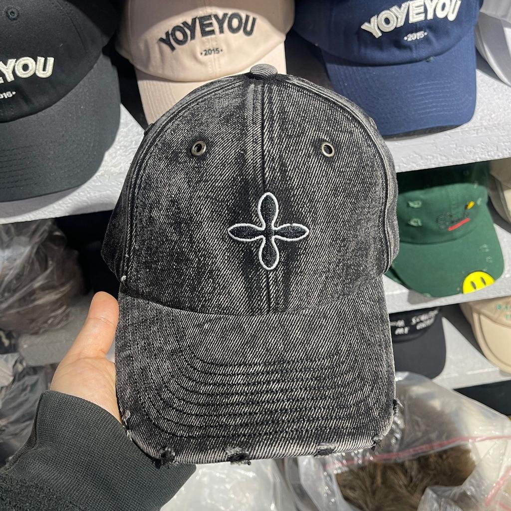 Cross Flower Denim Baseball Cap Street Hot Girl Travels Sun Brim Hat Baseball Cap Women New Style