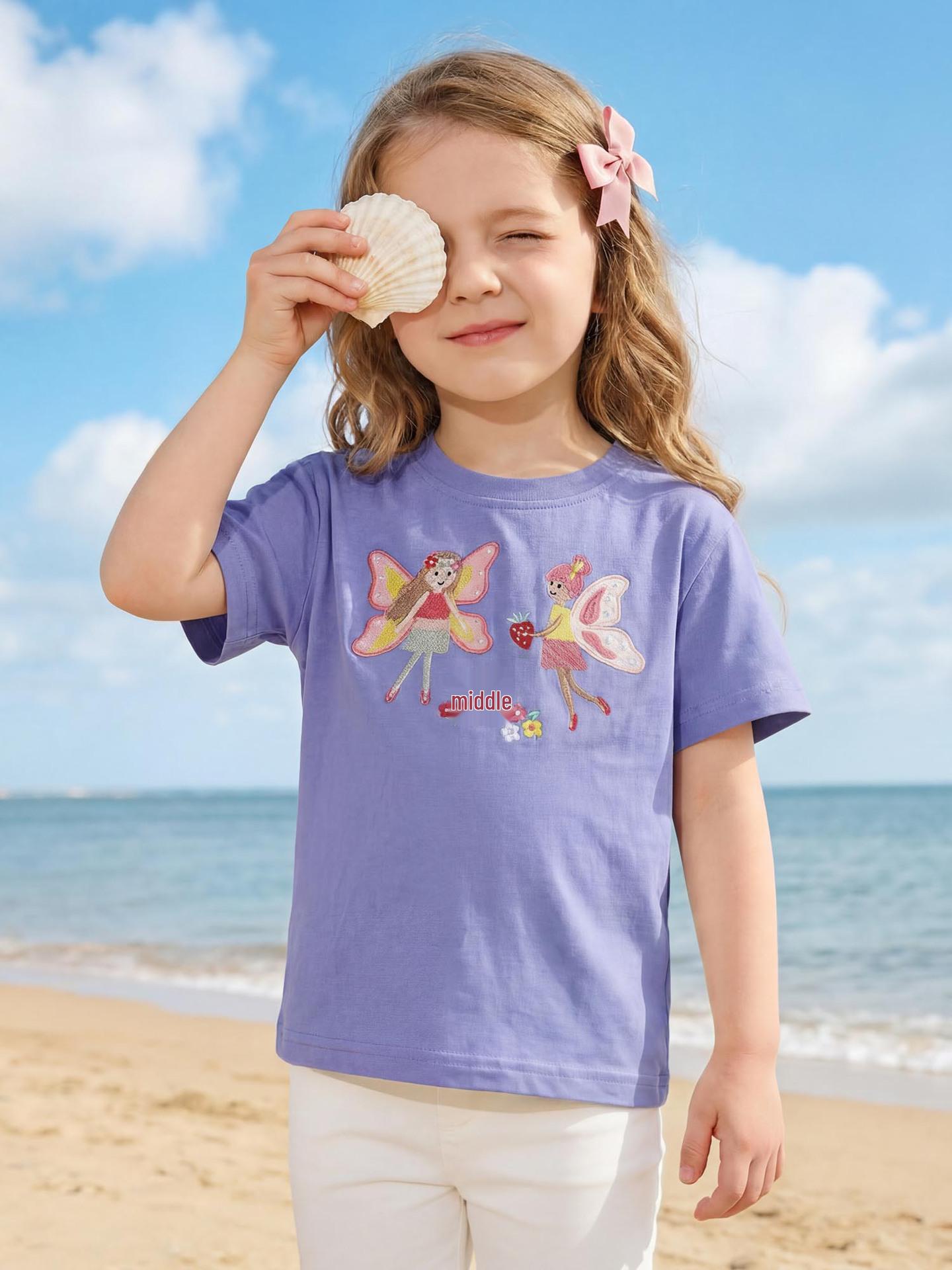 Girls Butterfly Embroidered Knitted Pullover - European & American Style 130 cm (7Y)