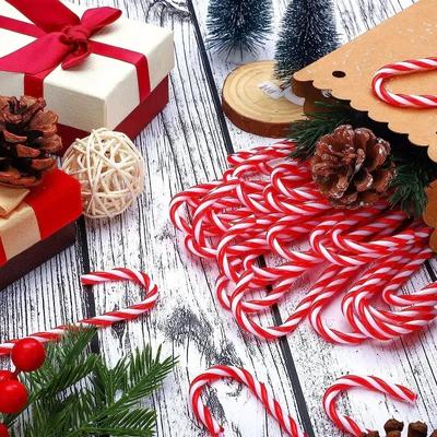 10 adet Plastik Baston Şeker Süsü Noel Ağacı Asılı Süslemeler Bükülmüş Koltuk Değneği Noel El Sanatları İç Mekan Dış Mekan Parti İkramları(Kırmızı ve Beyaz 150 Adet)