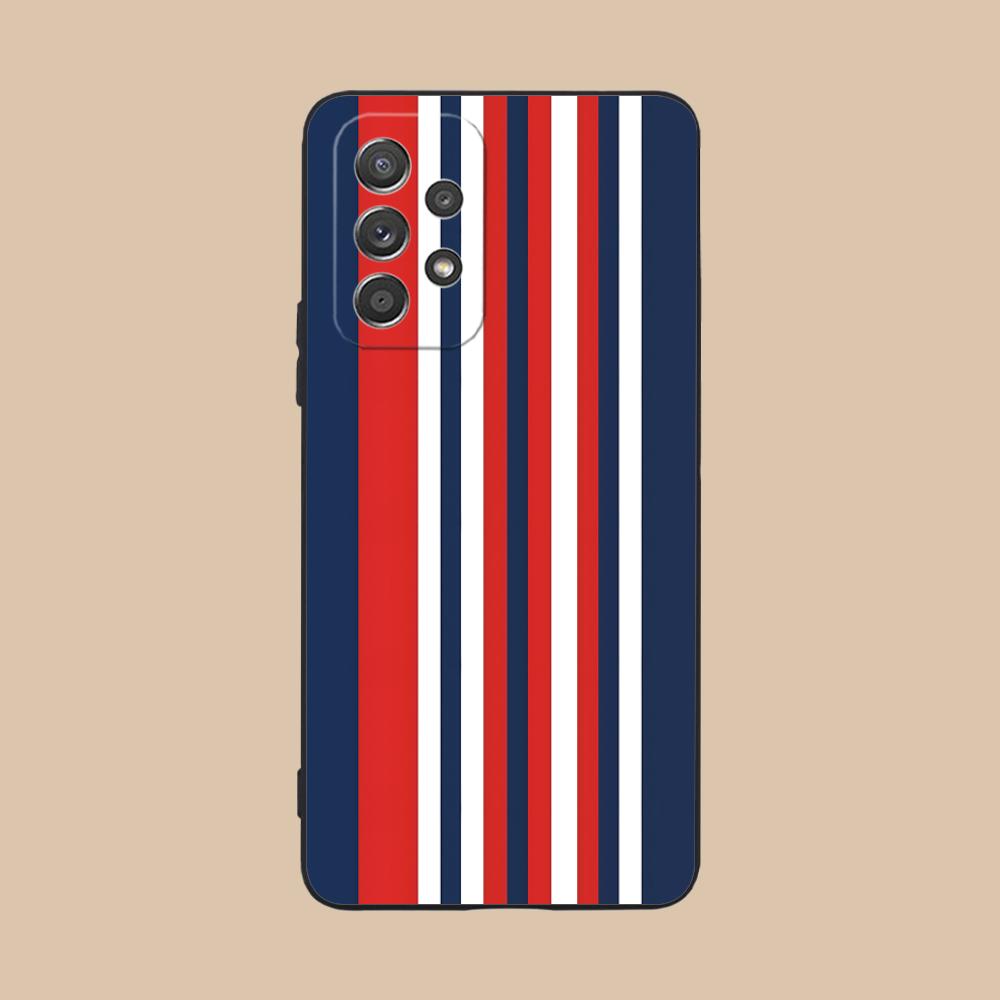 Red Blue Stripe Mobile Phone Case for Samsung Galaxy M55 54 42 35 34 33 32 23 22 15 14 13 12 F55 5G Colorful Cover Luxury Pretty